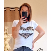 TEE-SHIRT COEUR LEOPARD