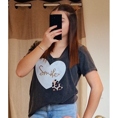 TEE-SHIRT SMILE GRIS
